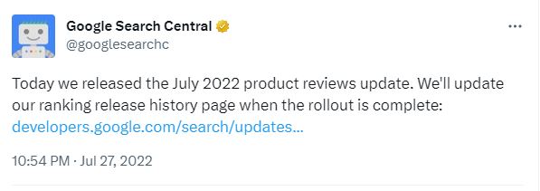 july 2022 - google tweet